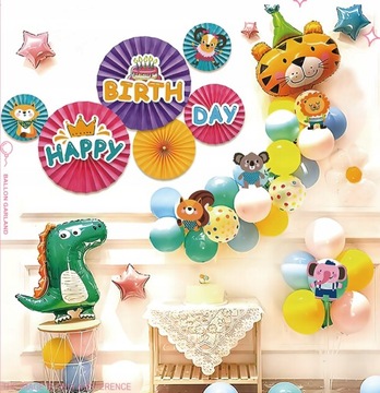 GIRLANDA BALONOWA ZWIERZĄTKA rozetki balony