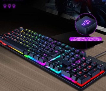 ИГРОВАЯ КЛАВИАТУРА С ПОДСВЕТКОЙ ДЛЯ ГЕЙМЕРОВ + МЫШЬ T-WOLF TF200