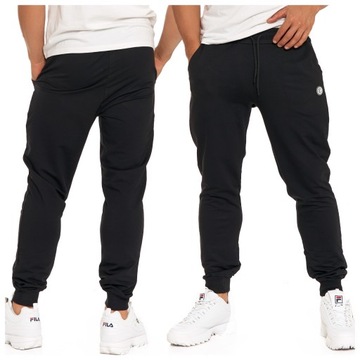 SPODNIE DRESOWE MĘSKIE BAWEŁNIANE JOGGERY CZARNE Z KIESZENIAMI MORAJ R.XXL