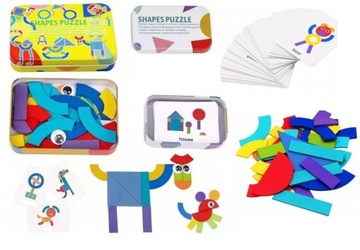 DREWNIANA UKŁADANKA PUZZLE GEOMETRYCZNE MONTESSORI