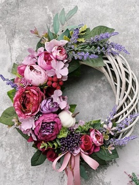 ОСЕННИЙ ВЕНОК ДЛЯ ДВЕРИ, ЦВЕТОЧНЫЙ ПЛЕТЕННЫЙ КРЕМ, ЛАВАНДА, ОБОГРЕВАТЕЛИ