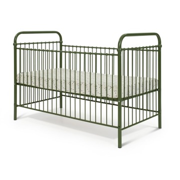 MONO Łóżeczko niemowlęce metalowe zielone 70x140 2 w 1