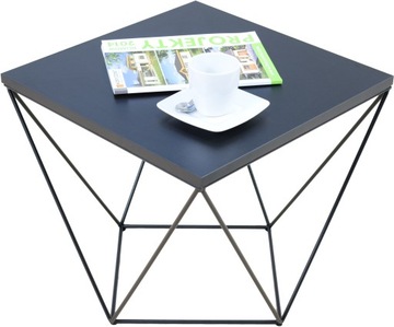 Kawowy Stolik Druciany Kwadratowy Loft Industrial Czarny+Czarny MiniPearl