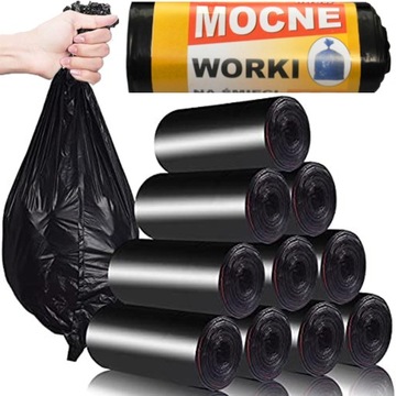 WORKI NA ŚMIECI 60L 100szt BARDZO MOCNE UNIWERSALNE CZARNE NA ODPADY