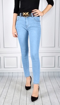 Spodnie Jeansy Wysoki Stan Jeansowe Push-Up Skinny