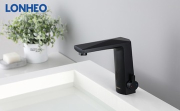 Бесконтактный смеситель для умывальника с сенсором и инфракрасным датчиком, черный