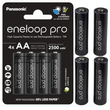 AKUMULATORKI BATERIE ENELOOP PRO R6/AA 2500mAh 4 szt EKOLOGICZNE OPAKOWANIE