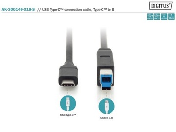 Кабель USB C – USB B 3.0 для принтера-сканера дисков – 1 м