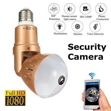Kamera WiFi monitoring 360 Żarówka LED audio 1080P
