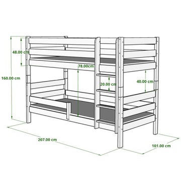 Деревянная двухъярусная кровать Цвета GAGATEK LUX 200x90