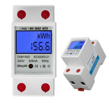 Счетчик тока силовой энергии на DIN-рейку 5 (80) А переменного тока 230 В