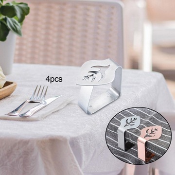 4x зажим для скатерти Настольный зажим для скатерти из нержавеющей стали, сусальное серебро