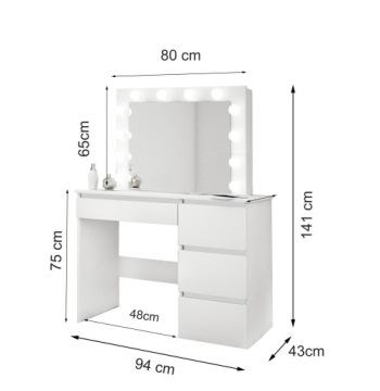 КОСМЕТИЧЕСКОЕ ЗЕРКАЛО ДЛЯ ТРУБОЧНОГО СТОЛИКА С 12 СВЕТОДИОДНЫМИ ПОДСВЕТКАМИ