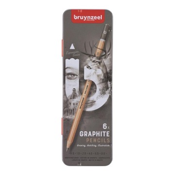 Zestaw 6 ołówków grafitowych Bruynzeel w metalowym pudełku