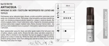 impregnat WODOODPORNY do butów ze skóry i TKANIN Antiacqua Coccine 250 ml