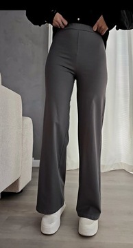 Spodnie M 38 grafitowe wysoki stan szerokie nogawki eleganckie