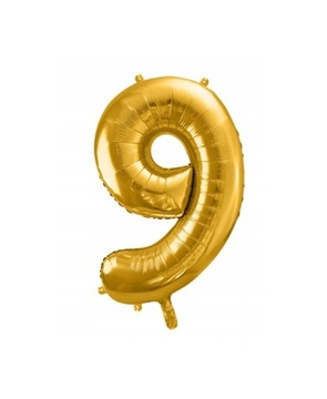 Balon Foliowy CYFRA 9 Złota Błyszcząca - 32