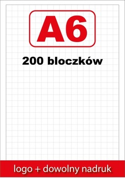 NOTESY BLOCZKI klejone reklamowe A6 z nadrukiem 25 kartek - 200 sztuk