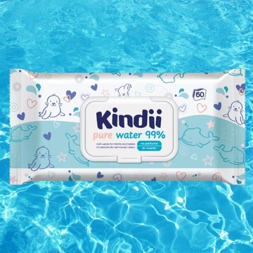 Nawilżane chusteczki Kindii Pure Water 99% 60szt.