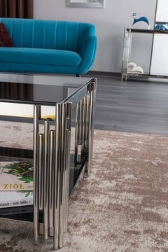 Konsolka szklana srebrna FOSSIL C 120x40