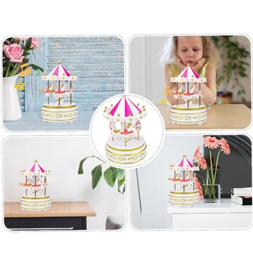 МУЗЫКАЛЬНАЯ ШКАТУЛКА-КАРУСЕЛЬ НА ВИНТАХ ВРАЩАЮЩАЯСЯ МУЗЫКАЛЬНАЯ ШКАТУЛКА С КАРУСЕЛЬЮ 4 ЛОШАДЕЙ