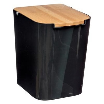 Kosz łazienkowy 5 L bambus metal czarny ECO