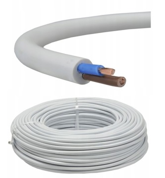KABEL PRZEWÓD PRĄDOWY LINKA H05VV-F OWY 2x1 mm2 500V BIAŁY 100 m