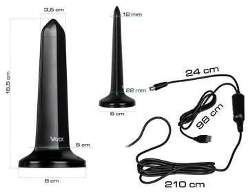 ВНУТРЕННЯЯ АНТЕННА DVB-T2 ДЛЯ ЭФИРНОГО ТВ КРУГЛЫЙ МАГНИТ USB 5V LTE 4K VAYOX