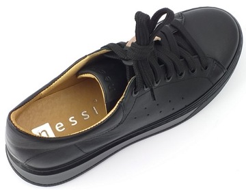 SPORTOWE OBUWIE SKÓRZANE NESSI SNEAKERSY CZARNE 38