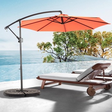 Parasol ogrodowy z regulowaną podstawą, korbą, obciążony, 14.8 Ft pomarańczowy
