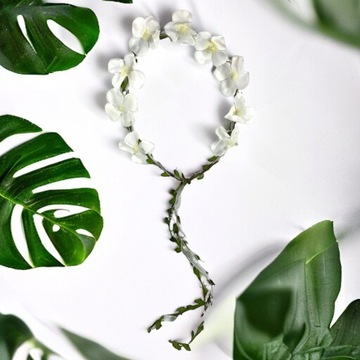 BIAŁY WIANUSZEK KOMUNIJNY KWIATUSZKI WIANEK OPASKA boho JAŚMIN