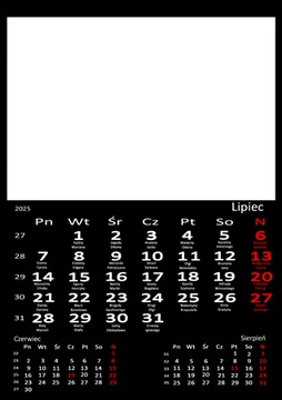 fotokalendarz biurkowy CZARNY - Twoje zdjęcia Oznaczone święto WIGILIA