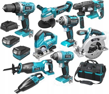 DEDRA ZESTAW COMBO 9 NARZĘDZI 18V 2x BATERIA TORBA