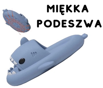 KLAPKI NA BASEN REKINY ANTYPOŚLIZGOWE KAPCIE SHARK 36-45