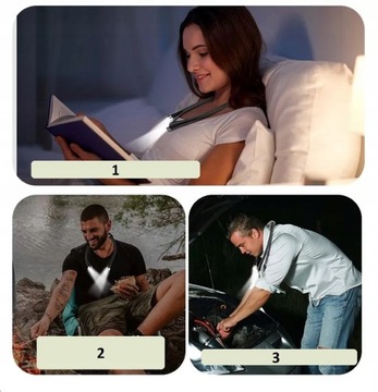 Светодиодный фонарь для чтения на шее, перезаряжаемый через USB