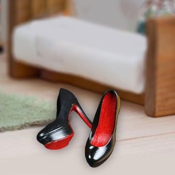 Buty damskie na wysokim obcasie w skali 1:6 Moda postać męska szpilki czarne A