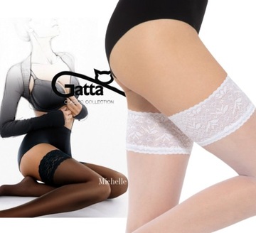 Pończochy samonośne GATTA Michelle lycra 1/2 białe