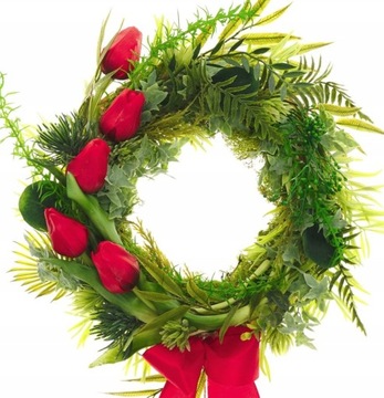 WIANEK NA DRZWI WIOSENNY Z MCHU DEKORACJA ŚCIENNA