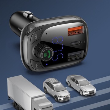 Автомобильное зарядное устройство BASEUS 2xUSB A+TypC+FM-передатчик BT PD QC4.0 5A 36W
