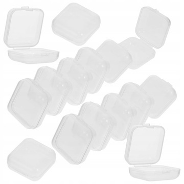 MAŁE PRZEZROCZYSTE PLASTIKOWE KORALIKI MINI POJEMN
