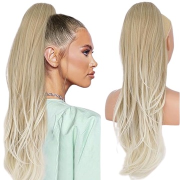 Peruka damska, włosy syntetyczne, koński ogon, kucyk, blond