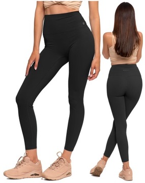 Legginsy Damskie Wysoki Stan Lycra Kryjące Sportowe Fitness Moraj Czarne L