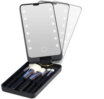 ЗЕРКАЛО ДЛЯ МАКИЯЖА со светодиодной подсветкой + 5 кистей в футляре для рисования с подсветкой