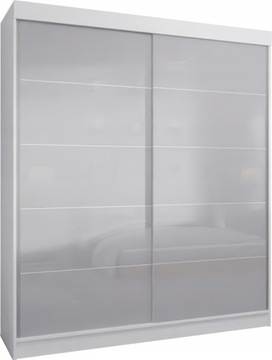 Szafa przesuwna 120 x 205 BIAŁA LACOBEL SZARY