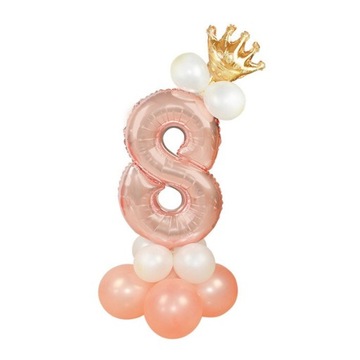 ZESTAW BALONÓW BALONY ROSE GOLD CYFRA 8 URODZINY