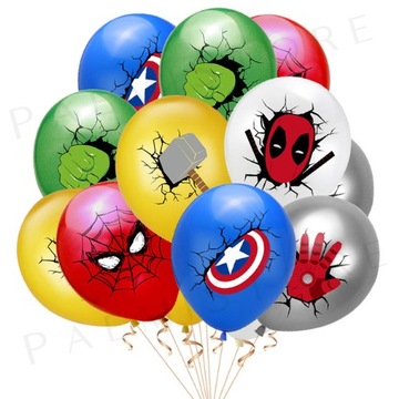 BALONY MARVEL Hulk Spiderman Kapitan Ameryka 12szt
