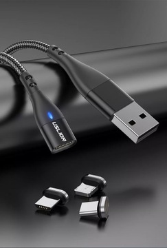 МАГНИТНЫЙ КАБЕЛЬ 2М БЫСТРАЯ ЗАРЯДКА 3А USB C