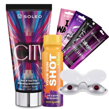 SOLEO CITY 150ml BRONZER Z PRZYSPIESZACZEM OPALANIA +GRATISY