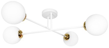 LAMPA WISZĄCA SUFITOWA ŻYRANDOL ZŁOTA BIAŁA KULE