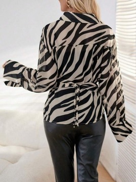 SHEIN Priv Bluzka w paski z wiązaniem na plecach Zebra S